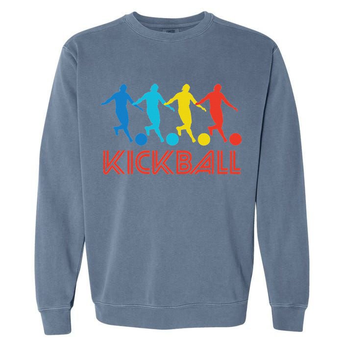 Kickball Player Retro Pop Art Kickball Graphic Garment-Dyed Sweatshirt