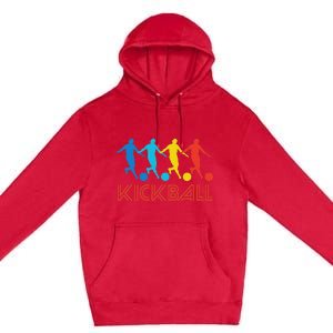 Kickball Player Retro Pop Art Kickball Graphic Premium Pullover Hoodie