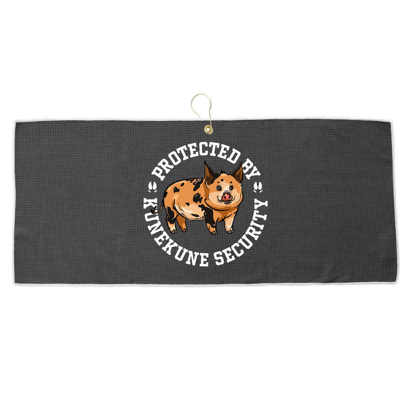 Kunekune Pig Security  Large Microfiber Waffle Golf Towel