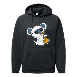 Koala Playing Saxophone Cute Band Member Performance Fleece Hoodie