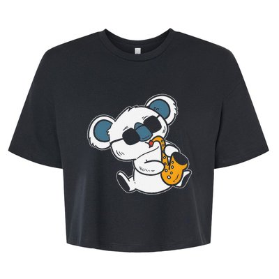 Koala Playing Saxophone Cute Band Member Bella+Canvas Jersey Crop Tee