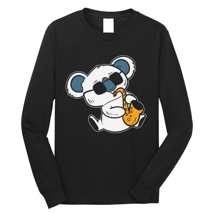 Koala Playing Saxophone Cute Band Member Long Sleeve Shirt