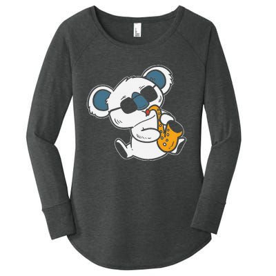 Koala Playing Saxophone Cute Band Member Women's Perfect Tri Tunic Long Sleeve Shirt