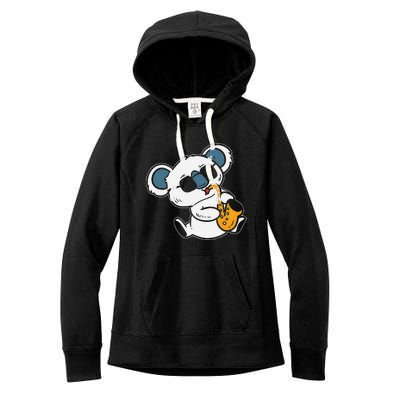 Koala Playing Saxophone Cute Band Member Women's Fleece Hoodie