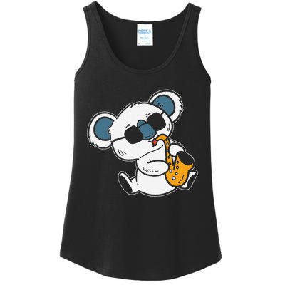 Koala Playing Saxophone Cute Band Member Ladies Essential Tank