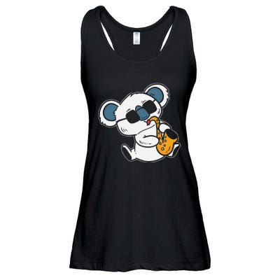 Koala Playing Saxophone Cute Band Member Ladies Essential Flowy Tank