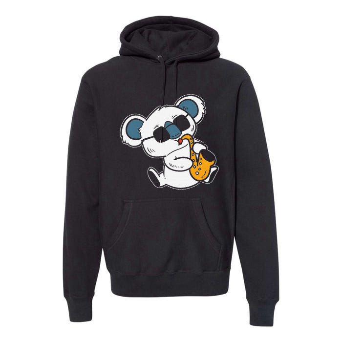 Koala Playing Saxophone Cute Band Member Premium Hoodie