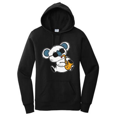 Koala Playing Saxophone Cute Band Member Women's Pullover Hoodie