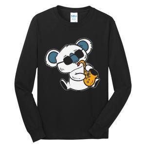 Koala Playing Saxophone Cute Band Member Tall Long Sleeve T-Shirt