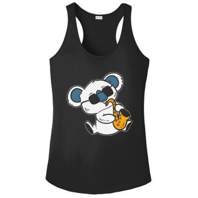 Koala Playing Saxophone Cute Band Member Ladies PosiCharge Competitor Racerback Tank