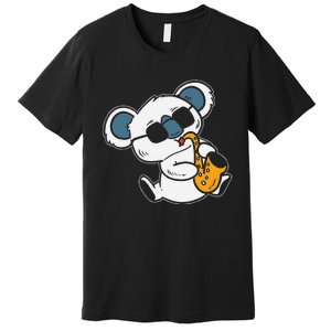 Koala Playing Saxophone Cute Band Member Premium T-Shirt