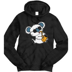 Koala Playing Saxophone Cute Band Member Tie Dye Hoodie