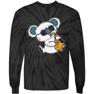 Koala Playing Saxophone Cute Band Member Tie-Dye Long Sleeve Shirt