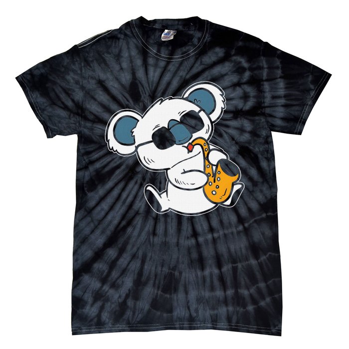 Koala Playing Saxophone Cute Band Member Tie-Dye T-Shirt