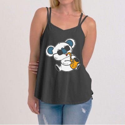 Koala Playing Saxophone Cute Band Member Women's Strappy Tank