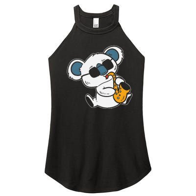 Koala Playing Saxophone Cute Band Member Women's Perfect Tri Rocker Tank