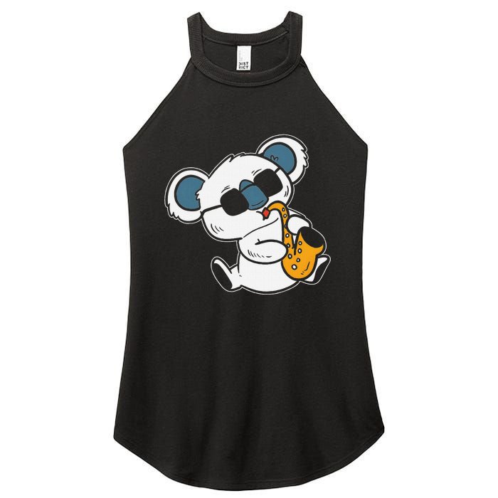 Koala Playing Saxophone Cute Band Member Women's Perfect Tri Rocker Tank