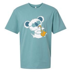 Koala Playing Saxophone Cute Band Member Sueded Cloud Jersey T-Shirt