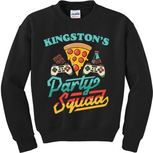 KingstonS Party Squad Pizza Gaming Birthday Party Kids Sweatshirt