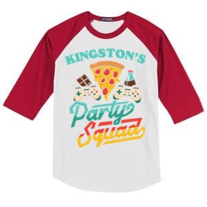 KingstonS Party Squad Pizza Gaming Birthday Party Kids Colorblock Raglan Jersey