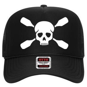 Kayak Paddling Skull Gift High Crown Mesh Back Trucker Hat