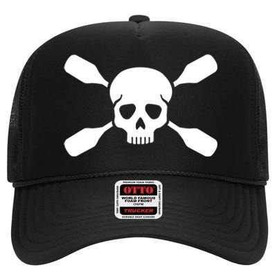 Kayak Paddling Skull Gift High Crown Mesh Back Trucker Hat