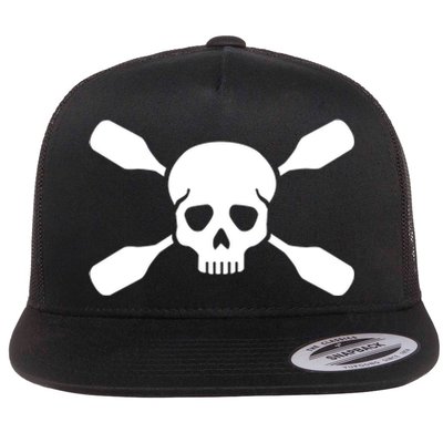 Kayak Paddling Skull Gift Flat Bill Trucker Hat