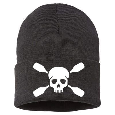 Kayak Paddling Skull Gift Sustainable Knit Beanie