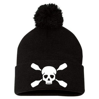 Kayak Paddling Skull Gift Pom Pom 12in Knit Beanie