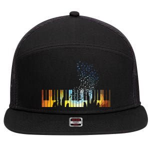 Keyboard Piano Shirts Gift For Men Women Kids 7 Panel Mesh Trucker Snapback Hat