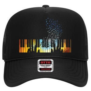 Keyboard Piano Shirts Gift For Men Women Kids High Crown Mesh Back Trucker Hat