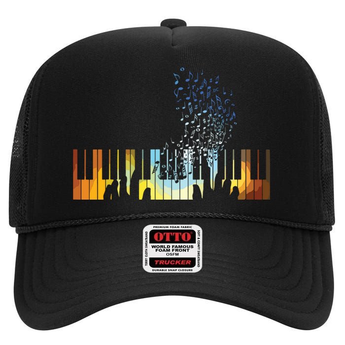 Keyboard Piano Shirts Gift For Men Women Kids High Crown Mesh Back Trucker Hat