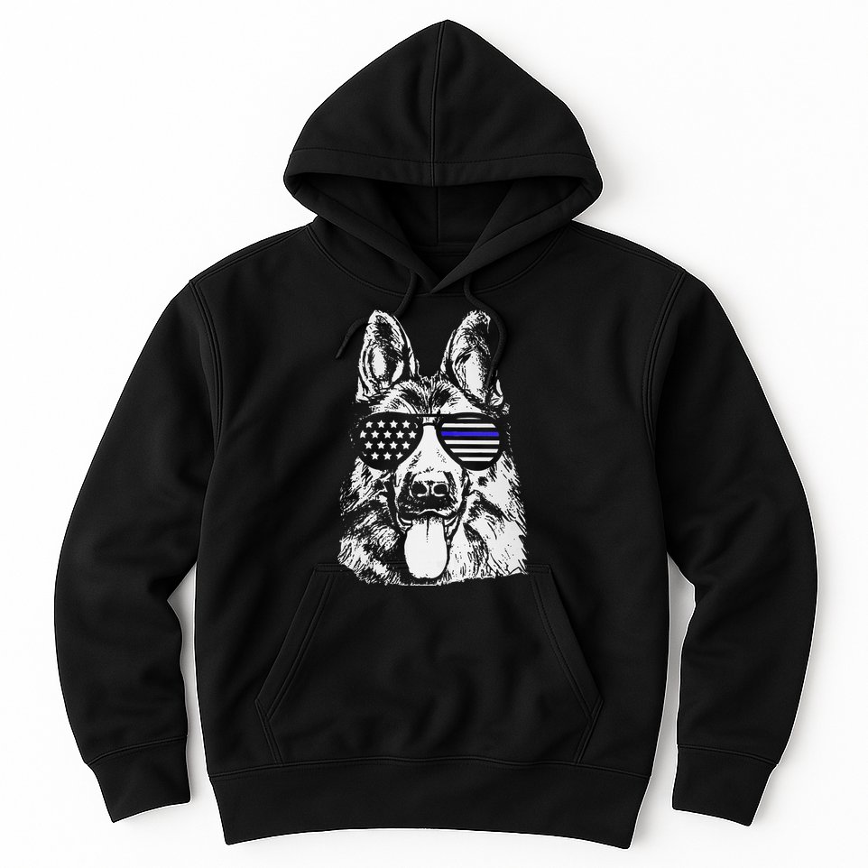 K9 Police Thin Blue Line German Shepherd Patriotic Hoodie