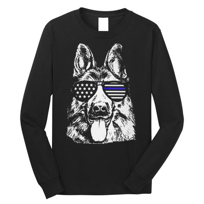 K9 Police Thin Blue Line German Shepherd Patriotic Long Sleeve Shirt