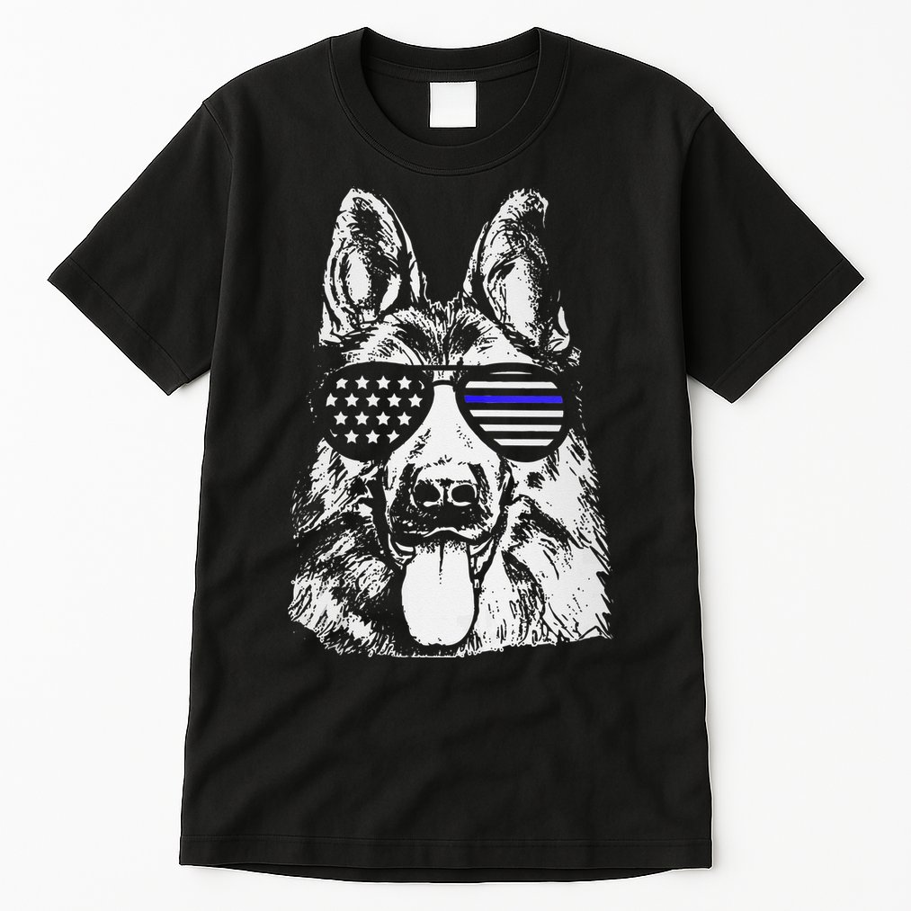 K9 Police Thin Blue Line German Shepherd Patriotic Tall T-Shirt