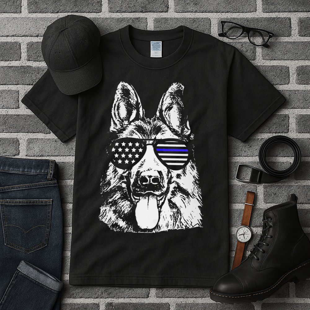 K9 Police Thin Blue Line German Shepherd Patriotic Tall T-Shirt