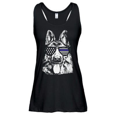 K9 Police Thin Blue Line German Shepherd Patriotic Ladies Essential Flowy Tank