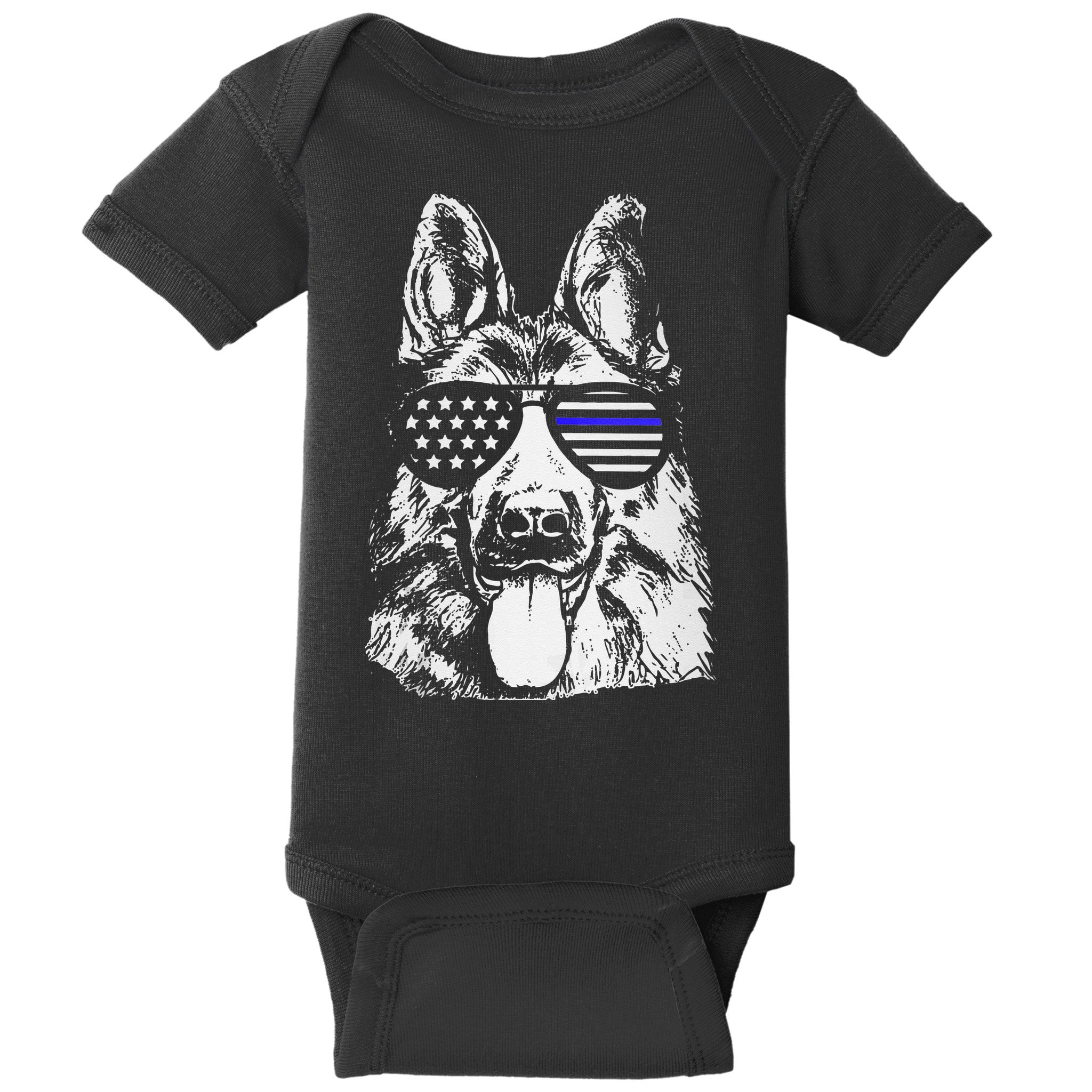 K9 Police Thin Blue Line German Shepherd Patriotic Baby Bodysuit