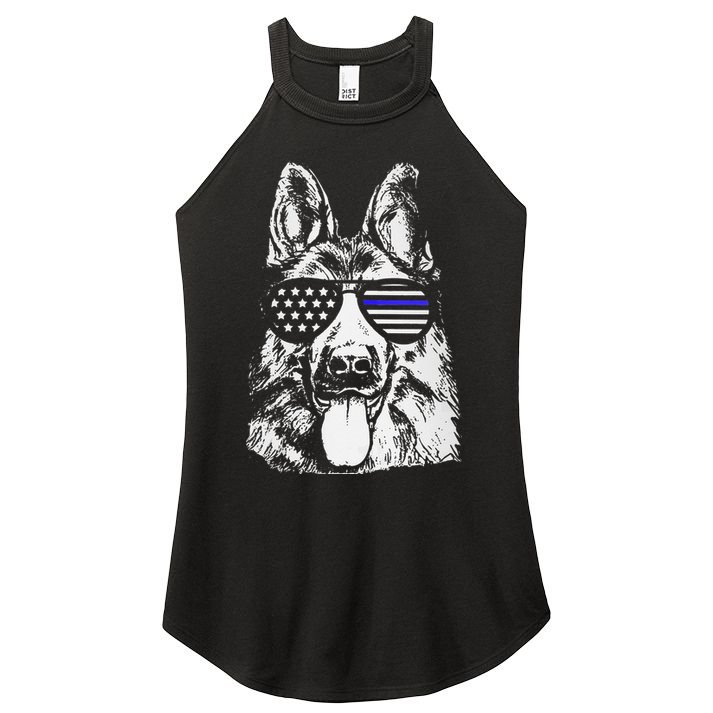 K9 Police Thin Blue Line German Shepherd Patriotic Women's Perfect Tri Rocker Tank