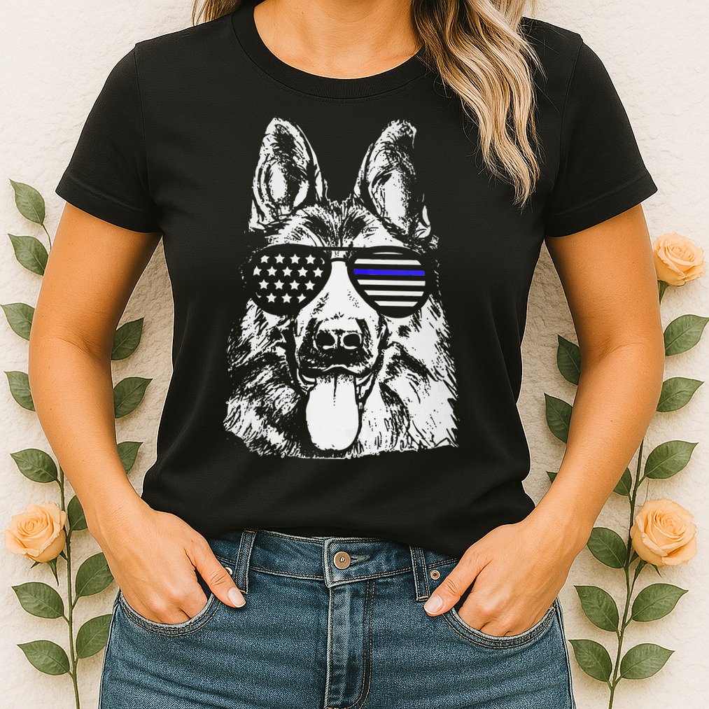K9 Police Thin Blue Line German Shepherd Patriotic Womens T-Shirt