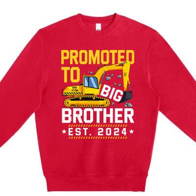 Kids Promoted To Big Bro 2024 Leveled Up To Big Brother 2024 Kids Premium Crewneck Sweatshirt