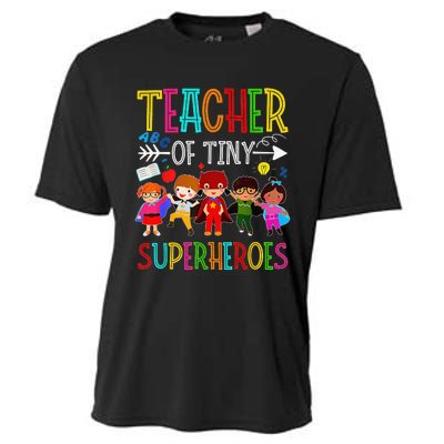 Kindergarten Prek Teacher of Tiny Superheroes Back to School Cooling Performance Crew T-Shirt