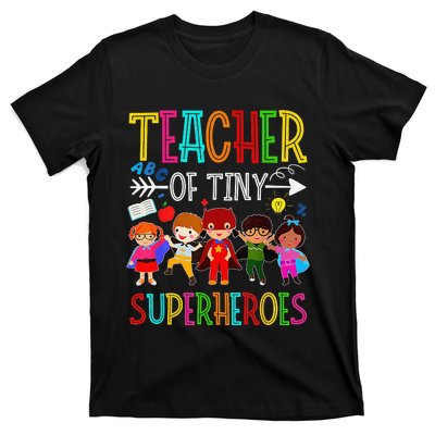 Kindergarten Prek Teacher of Tiny Superheroes Back to School T-Shirt