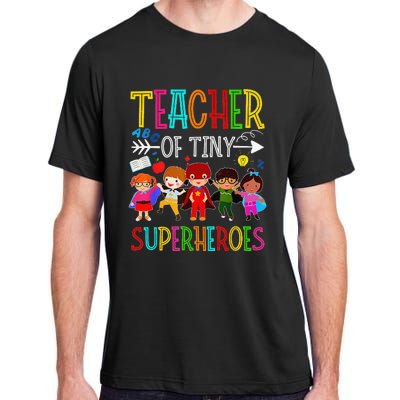 Kindergarten Prek Teacher of Tiny Superheroes Back to School Adult ChromaSoft Performance T-Shirt