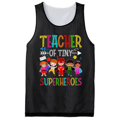 Kindergarten Prek Teacher of Tiny Superheroes Back to School Mesh Reversible Basketball Jersey Tank