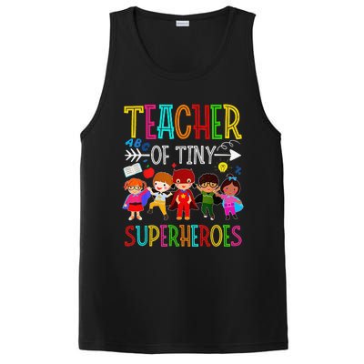 Kindergarten Prek Teacher of Tiny Superheroes Back to School PosiCharge Competitor Tank