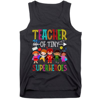 Kindergarten Prek Teacher of Tiny Superheroes Back to School Tank Top