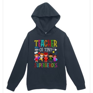 Kindergarten Prek Teacher of Tiny Superheroes Back to School Urban Pullover Hoodie