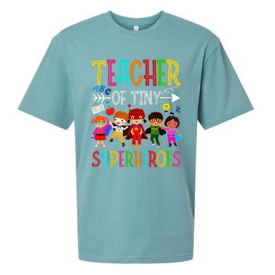 Kindergarten Prek Teacher of Tiny Superheroes Back to School Sueded Cloud Jersey T-Shirt