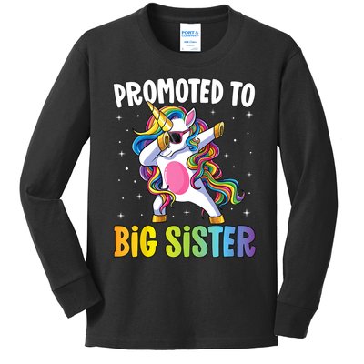 Kids Promoted To Big Sister Dabbing Unicorn Older Sister Kids Long Sleeve Shirt